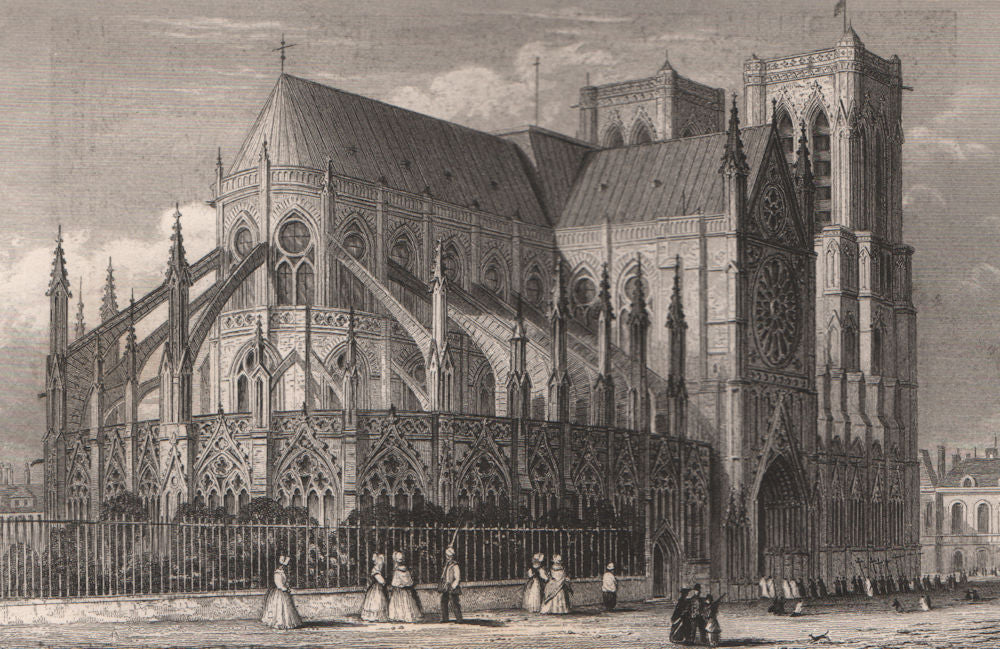 PARIS. East view of Notre Dame cathedral. BICKNELL 1845 old antique print